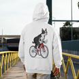 Boston Terrier Riding Bicycle Cute Bostie Biker Raglan Baseball Tee Men's Hoodie Back Print, Boston Terrier Riding Gifts, funny design
