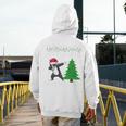 Boston Terrier Santa Hat Dabbing Around The Christmas Tree Men's Hoodie Back Print, Boston Terrier Christmas Gifts, funny design