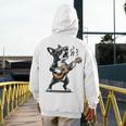 Dog Playing Guitar Singing Boston Terrier For Men Women Girls Kids Men's Hoodie Back Print, funny design