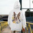 Floral Boston Terrier Men's Hoodie Back Print, funny design