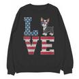 4th Of July Decor Patriotic LOVE Boston Terrier USA Flag Unisex Sweatshirt, Patriotic Boston Terrier Gifts, Boston Terrier 4th Of July Gifts, trending gift