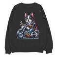 Biker Boston Terrier Dog Riding Motorbike Unisex Sweatshirt, Boston Terrier Riding Gifts, trending gift