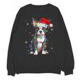 Boston Terrier Christmas Santa Hat Tree Lights Pajama Unisex Sweatshirt, Boston Terrier Christmas Gifts, trending gift