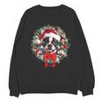Boston Terrier Christmas Wreath Decoration Xmas Pajamas Unisex Sweatshirt, Boston Terrier Christmas Gifts, trending gift