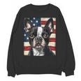 Boston Terrier Dog American Flag 4th Of July Patriotic Puppy Unisex Sweatshirt, Patriotic Boston Terrier Gifts, American Boston Terrier Gifts, Boston Terrier 4th Of July Gifts, trending gift