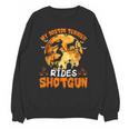 My Boston Terrier Dog Rides Shotgun Witch Halloween Men Women Unisex Sweatshirt, Boston Terrier Halloween Gifts, trending gift