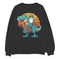 Boston Terrier Dog Riding Dinosaur T Rex Boys Unisex Sweatshirt, Boston Terrier Riding Gifts, trending gift