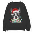 Boston Terrier Dog Santa Christmas Tree Lights Xmas Unisex Sweatshirt, Boston Terrier Christmas Gifts, trending gift