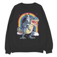 Boston Terrier Riding Dinosaur T-Rex Boys Kids Rainbow Unisex Sweatshirt, Boston Terrier Riding Gifts, trending gift