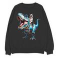 Boston Terrier Riding T-Rex Dinosaur Dog Lover Unisex Sweatshirt, Boston Terrier Riding Gifts, trending gift