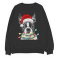 Boston Terrier Santa Christmas Tree Lights Xmas Boys Men Dog Unisex Sweatshirt, Boston Terrier Christmas Gifts, trending gift