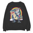 Boston Terrier Unicorn Riding Dinosaur T-Rex Girls Rainbow Unisex Sweatshirt, Boston Terrier Riding Gifts, trending gift
