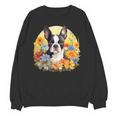 Cute Boston Terrier Spring Flower Garden Colorful Puppy Dog Unisex Sweatshirt, trending gift