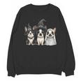 Cute Halloween Boston Terrier Dogs Witch Hat Ghost Dog For Men Women Kids Unisex Sweatshirt, Boston Terrier Ghost Gifts, Boston Terrier Halloween Gifts, trending gift