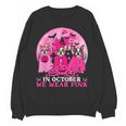 Ghost And Witch Boston Terrier Dog In October We Wear Pink Unisex Sweatshirt, Boston Terrier Ghost Gifts, trending gift