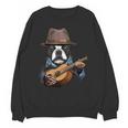 Guitar Shirt Boston Terrier Dog Playing Acoustic Guitar Unisex Sweatshirt, trending gift