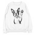Boston Terrier Dog Raising Paw Idea Men Women Unisex Sweatshirt, trending gift