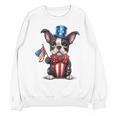 Boston Terrier Puppy Dog Holds His American Flag 4th Of July Unisex Sweatshirt, American Boston Terrier Gifts, Boston Terrier 4th Of July Gifts, trending gift