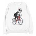 Boston Terrier Riding Bicycle Cute Bostie Biker Raglan Baseball Tee Unisex Sweatshirt, Boston Terrier Riding Gifts, trending gift