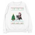 Ugly Christmas Tree Lights Xmas Santa Riding Boston Terrier Unisex Sweatshirt, Boston Terrier Christmas Gifts, Boston Terrier Riding Gifts, trending gift