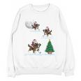 Xmas Lighting Tree Santa Riding Boston Terrier Christmas Unisex Sweatshirt, Boston Terrier Christmas Gifts, Boston Terrier Riding Gifts, trending gift
