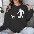 Bigfoot Walking With Bull Terrier Dog Unisex Sweatshirt, funny design
