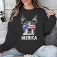 Boston Terrier 4th Of July Merica Men Women USA Flag Vintage Unisex Sweatshirt, Boston Terrier 4th Of July Gifts, funny design
