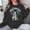 Boston Terrier Boy Cute Cartoon Dog Owner Pet Boston Terrier Unisex Sweatshirt, funny design
