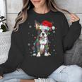 Boston Terrier Christmas Santa Hat Tree Lights Pajama Unisex Sweatshirt, Boston Terrier Christmas Gifts, funny design