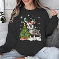 Boston Terrier Christmas Tree Lights Santa Hat Unisex Sweatshirt, Boston Terrier Christmas Gifts, funny design