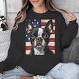 Boston Terrier Dog American Flag 4th Of July Patriotic Puppy Unisex Sweatshirt, Patriotic Boston Terrier Gifts, American Boston Terrier Gifts, Boston Terrier 4th Of July Gifts, funny design