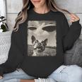 Boston Terrier Dog UFO Alien Extraterrestrial Selfie Unisex Sweatshirt, funny design