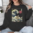 Boston Terrier Japanese Kanagawa Wave Surf Dog Unisex Sweatshirt, funny design