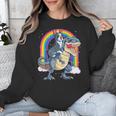 Boston Terrier Riding Dinosaur T-Rex Boys Kids Rainbow Unisex Sweatshirt, Boston Terrier Riding Gifts, funny design
