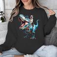 Boston Terrier Riding T-Rex Dinosaur Dog Lover Unisex Sweatshirt, Boston Terrier Riding Gifts, funny design