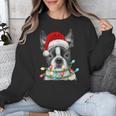 Boston Terrier Santa Christmas Tree Lights Xmas Boys Men Dog Unisex Sweatshirt, Boston Terrier Christmas Gifts, funny design