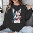 Boston Terrier USA Flag Sunglasses Patriotic 4th Of July Unisex Sweatshirt, Patriotic Boston Terrier Gifts, Boston Terrier 4th Of July Gifts, funny design