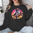 Boston Terrier Wearing A Cowboy Hat On T-Rex Unisex Sweatshirt, funny design