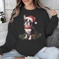 Cute Boston Terrier Dog Christmas Merry X-Mas Graphic Unisex Sweatshirt, Boston Terrier Christmas Gifts, funny design