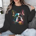 Cute Boston Terrier Puppy Dog Art Lover Unique Painting For Men Women Kids Unisex Sweatshirt, funny design