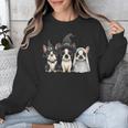 Cute Halloween Boston Terrier Dogs Witch Hat Ghost Dog For Men Women Kids Unisex Sweatshirt, Boston Terrier Ghost Gifts, Boston Terrier Halloween Gifts, funny design
