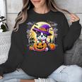 Halloween Boston Terrier Dog Breed With Jack O' Lantern Art Unisex Sweatshirt, Boston Terrier Halloween Gifts, funny design