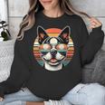 Retro Sunset Sunglasses Boston Terrier Boston Bull Bostie Unisex Sweatshirt, funny design
