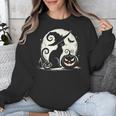 Scary Halloween Cat Costume Retro Cat Moon For Men Women Kids Unisex Sweatshirt, funny design