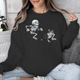 Skeleton Chasing Dog Boston Terrier Halloween Pet Lover Unisex Sweatshirt, Boston Terrier Halloween Gifts, funny design