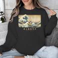Surfing Boston Terrier Kanagawa Wave Japanese Dog For Men Women Kids Unisex Sweatshirt, funny design