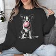 Vintage Boston Terrier Blowing Bubble Gum American Gentleman Unisex Sweatshirt, American Boston Terrier Gifts, funny design