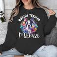 Watercolor Floral Boston Terrier Mama Dog Lover Mother's Day For Men Women Girls Kids Unisex Sweatshirt, funny design