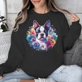 Watercolor Floral Boston Terrier Mama Dog Lover Mother's Day Unisex Sweatshirt, funny design