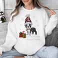 Boston Terrier Christmas T Shirt-Life Is Merrier Premium Tri-Blend Unisex Sweatshirt, Boston Terrier Christmas Gifts, funny design
